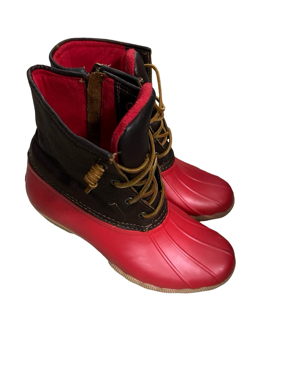Sperry Saltwater Duck Boots Women’s Size 8 Red & Brown Waterproof Rain Boots - Picture 3 of 5